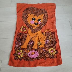 Vintage Retro 70s Tea Towel Lion and Mouse